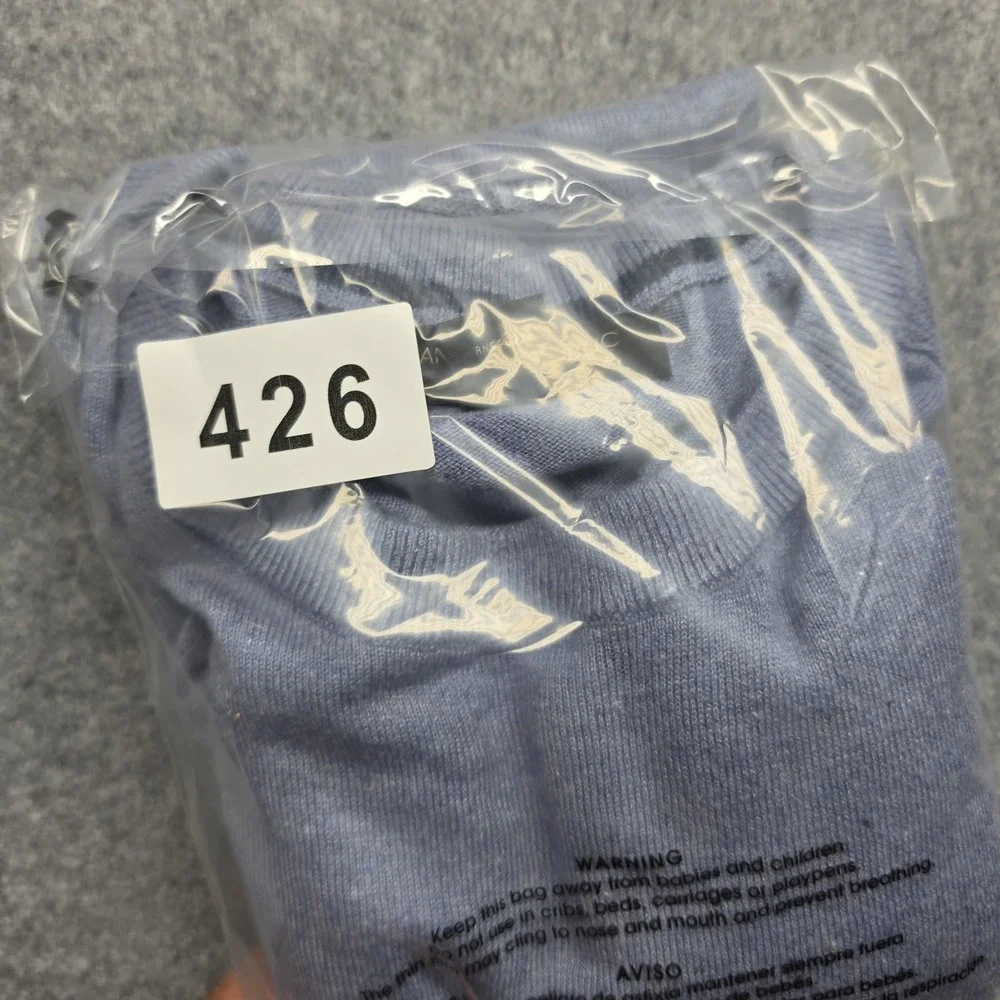 Banana Republic Mens Blue Silk Linen Blend Crewneck Sweater Medium Heathered